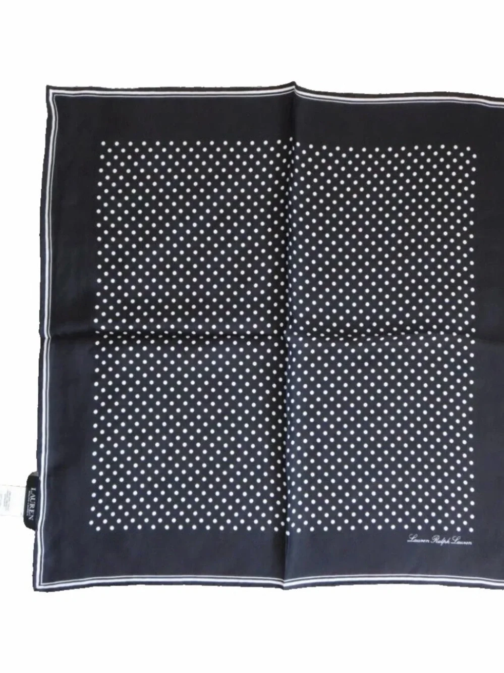 Lauren Ralph Lauren Black & White Polka Dot Silk Scarf/Twillie 22”x 22” Square